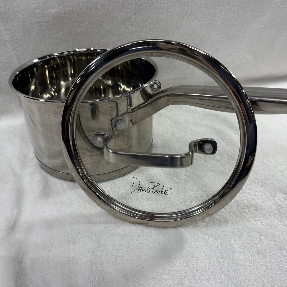 DAVID BURKE Gourmet Pro Stainless 2 Qt Sauce Pan WITH Glass Lid/ Inner Measure